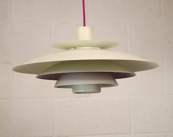 White and Yellow Vintage Fog & Morup Pendant Lamp: Hans Due Optima