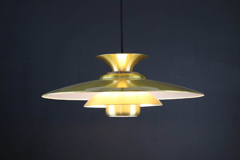 Nice XLgolden Danish design lamp Messing ceiling lamp 1970's Denmark image 4