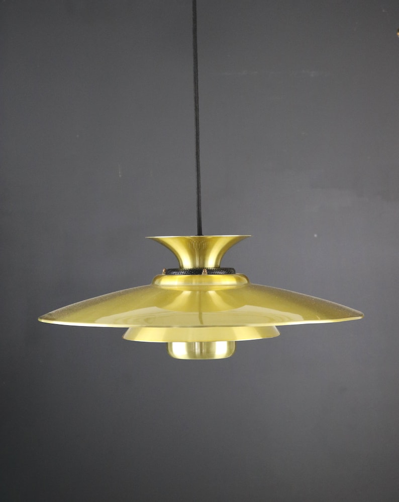 Nice XLgolden Danish design lamp Messing ceiling lamp 1970's Denmark image 7