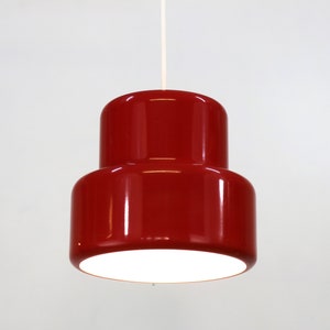 Great quality red JO HAMMERBORG LAMP | Fog & Morup | Model Mini Poker | Danish Top Design Pendel | 1960s Lamp | Scandinavian design