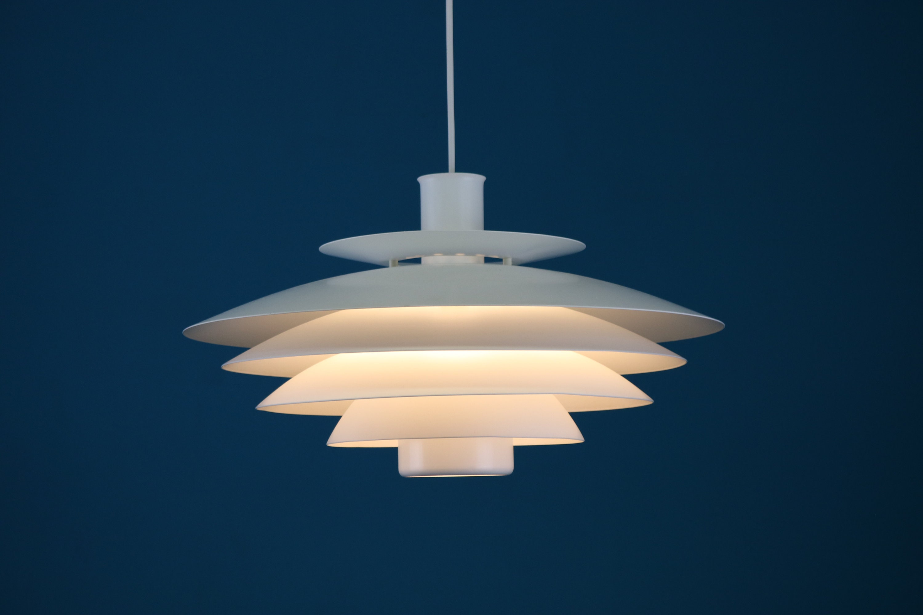 Vintage Danish Modern Pendant Lamp: White Form Light, 1970s - Etsy