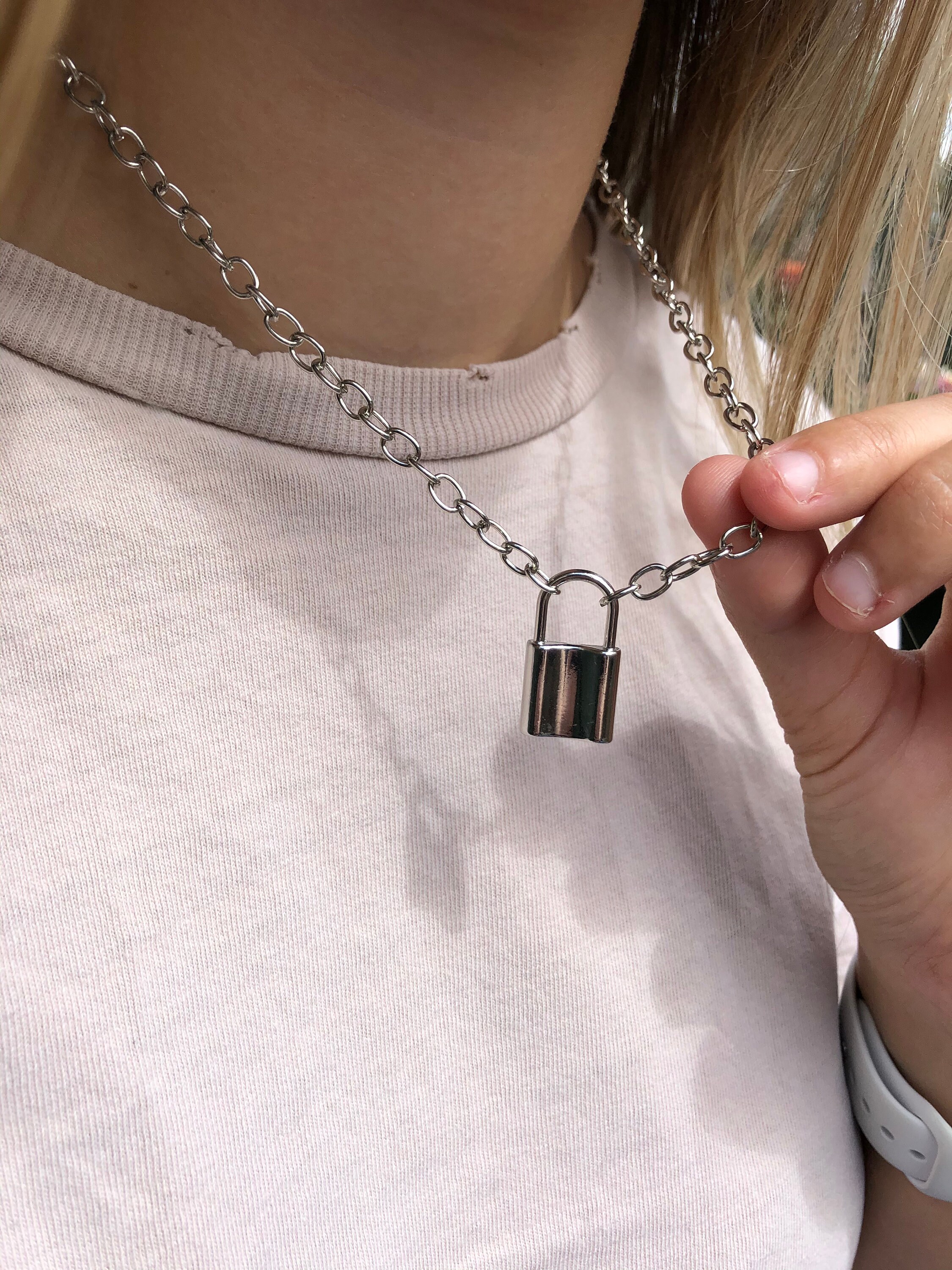 Padlock Necklace Silver and Gold Stainless Steel Lock Etsy