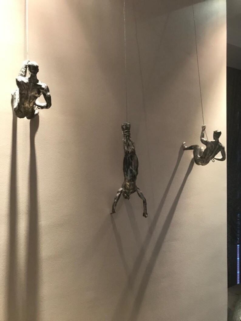 Climbing man Climbing sculpture Wall sculpture Wall decor Etsy