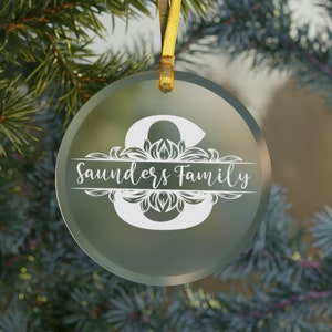 Personalized Family Glass Ornament for Holidays Custom with Family Name