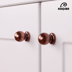 Antique Copper Round Knobs, 19 mm Diameter Cabinet Knobs, Cabinet Hardware, Drasser Pulls, Drawer Knobs, Furniture Handles