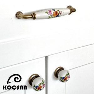 Porcelain Cabinet Handles, Cabinet Hardware, Dresser Pulls, Drawer Knobs, Furniture Handles, Ceramic Knobs zdjęcie 2