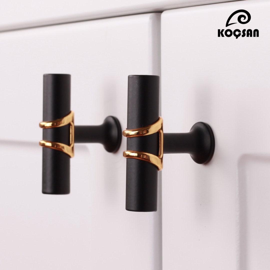 Luxury Black Gold Knobs, Hardware, Drasser Pulls