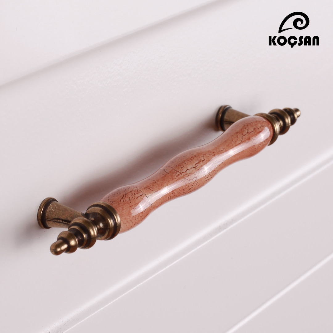 Porcelain Brown Cabinet Handles, Cabinet Hardware, Dresser Pulls ...