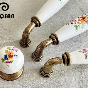 Porcelain Cabinet Handles, Cabinet Hardware, Dresser Pulls, Drawer Knobs, Furniture Handles, Ceramic Knobs zdjęcie 5