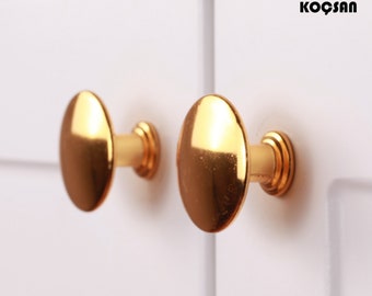 Gold Round Knobs, 35 mm Diameter Cabinet Knobs, Cabinet Hardware, Drasser Pulls, Drawer Knobs, Furniture Handles