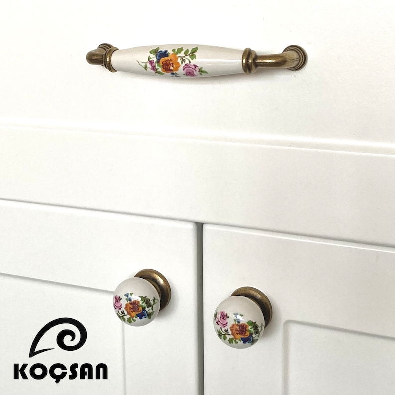 Porcelain Cabinet Handles, Cabinet Hardware, Dresser Pulls, Drawer Knobs, Furniture Handles, Ceramic Knobs zdjęcie 3