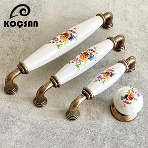 Porcelain Cabinet Handles, Cabinet Hardware, Dresser Pulls, Drawer Knobs, Furniture Handles, Ceramic Knobs zdjęcie 4