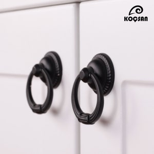 Ring Black Knobs Cabinet Handles, Cabinet Hardware, Drasser Pulls, Drawer Knobs, Furniture Handles