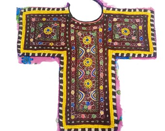 Beautiful Embroidered Indian Vintage Neck Yoke Handmade Applique Patch Denim Jacket Patch College Fashion Fabric Boutique Required,