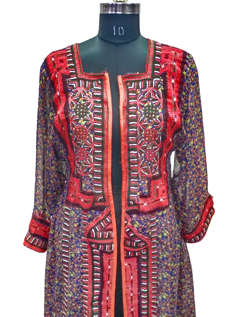 Indian Hand Embroidered Open Baluchi Dress Handmade Bohemian Rajasthani Dress Vintage Girl/'s Tunic Indian Banjara Women/'s Boho Top