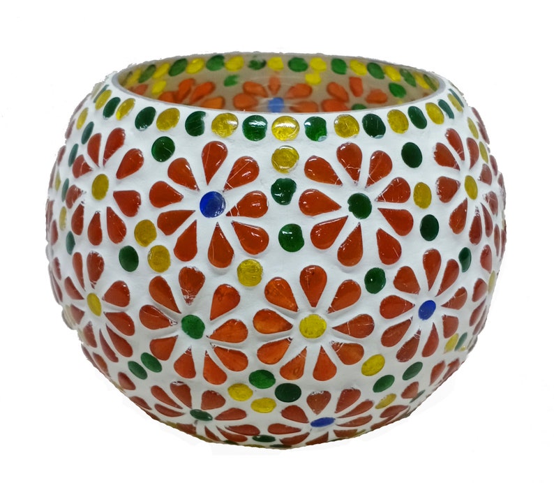 Mosaic Vase Bowl for Home Large Multi Color Mirror Glass Etsy