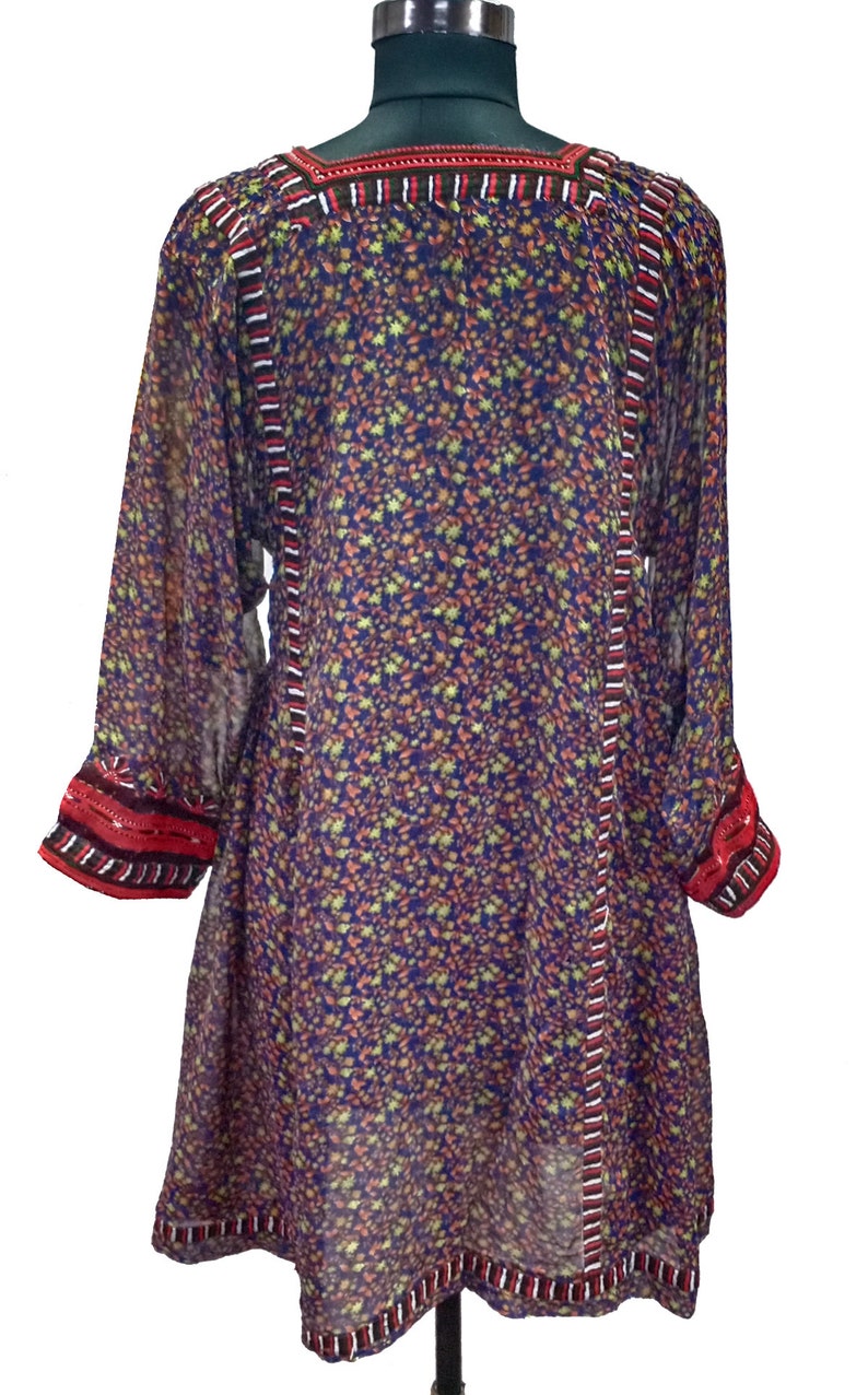 Indian Hand Embroidered Open Baluchi Dress Handmade Bohemian Rajasthani Dress Vintage Girl/'s Tunic Indian Banjara Women/'s Boho Top