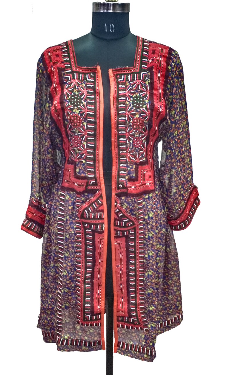 Indian Hand Embroidered Open Baluchi Dress Handmade Bohemian Rajasthani Dress Vintage Girl/'s Tunic Indian Banjara Women/'s Boho Top