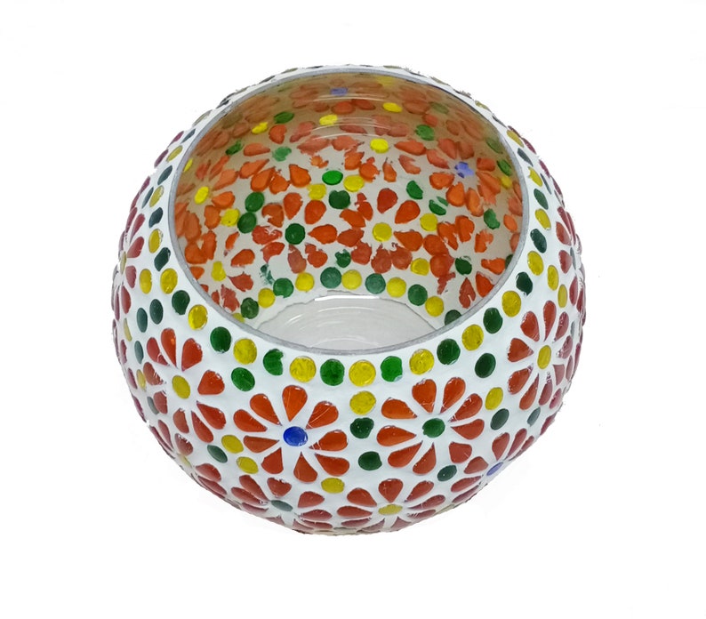 Mosaic Vase Bowl for Home Large Multi Color Mirror Glass Etsy