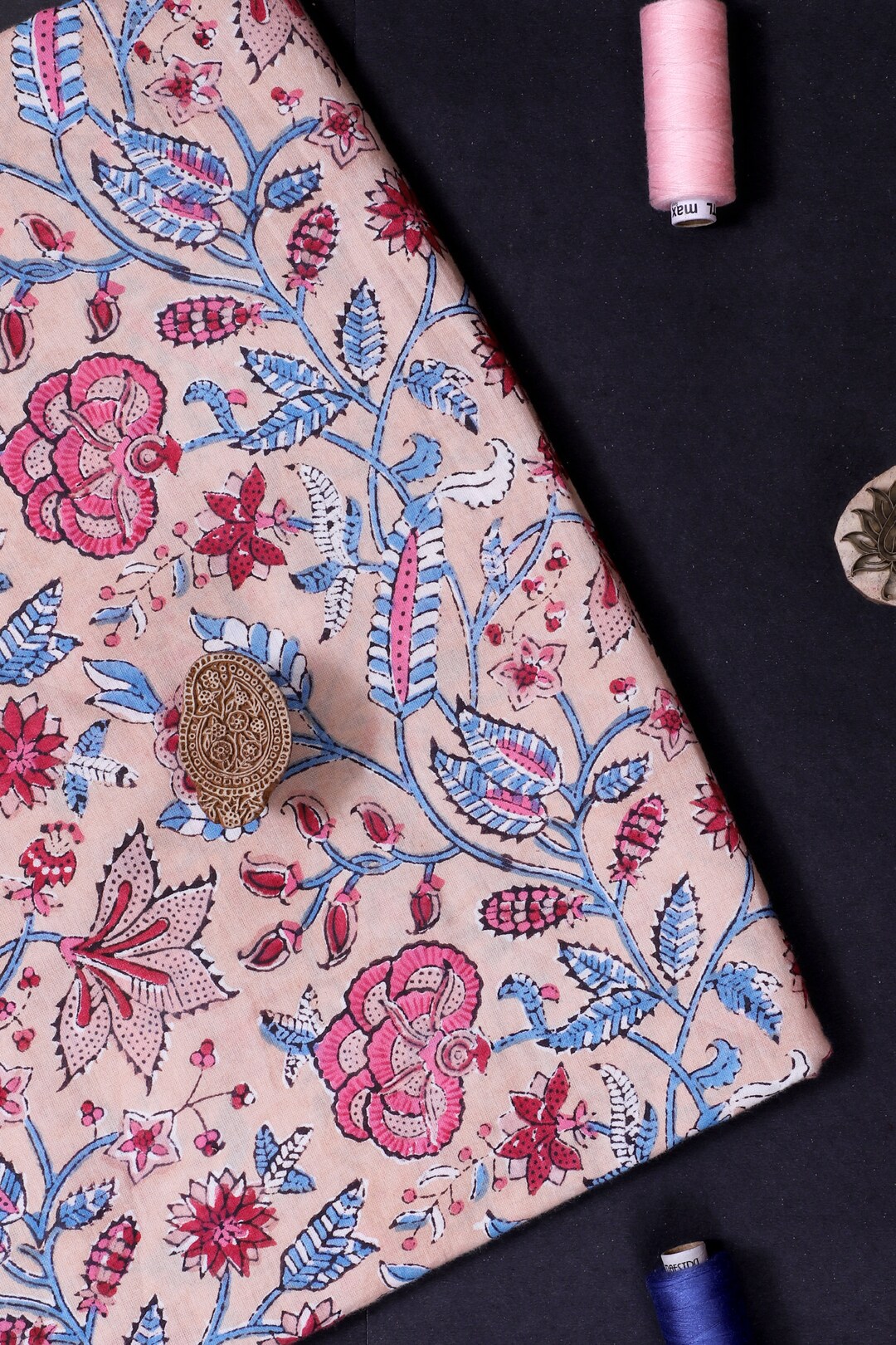 Jaipur Block Print Fabric Floral Print Fabric Block Print Etsy