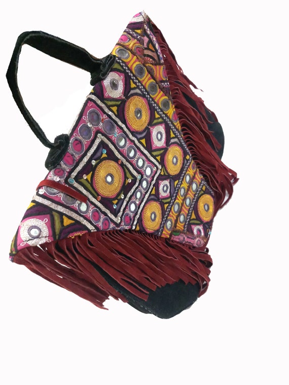 Mirror Work Handmade Vintage bag, Afghani Embroid… - image 3