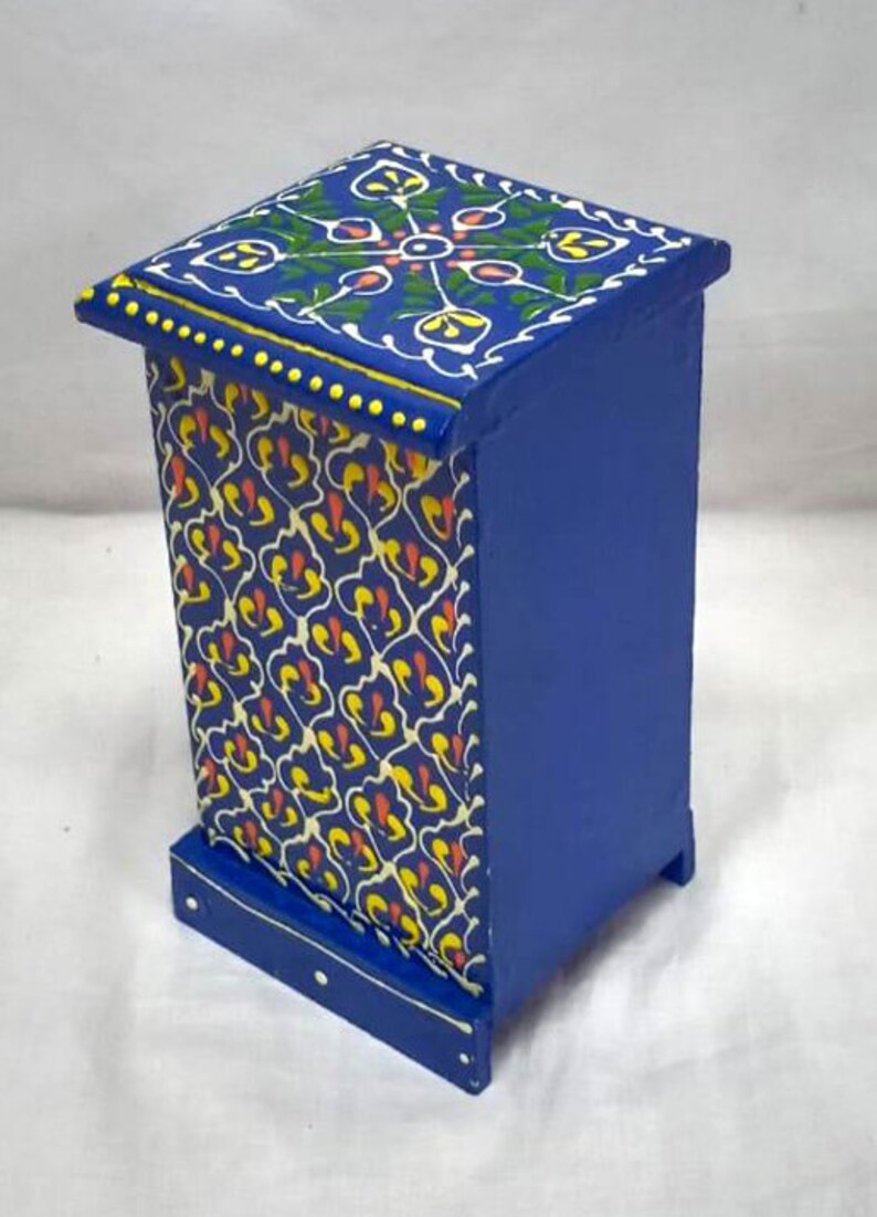 Wooden Painted Ceramic Drawer Box Trinket Box Small Chest of Etsy