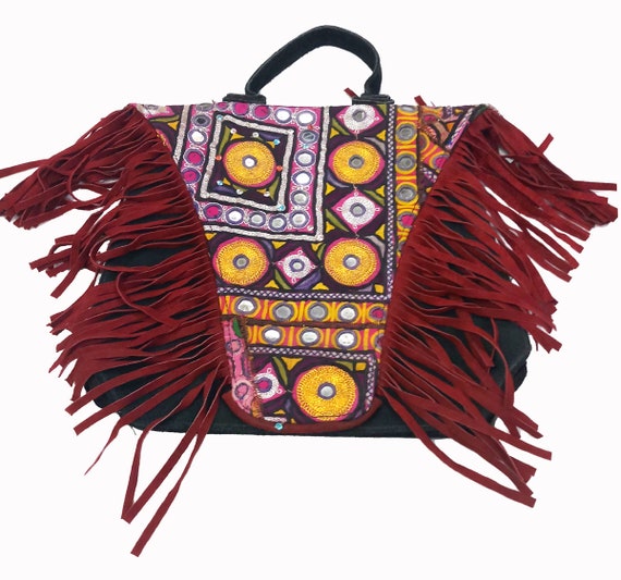 Mirror Work Handmade Vintage bag, Afghani Embroid… - image 1