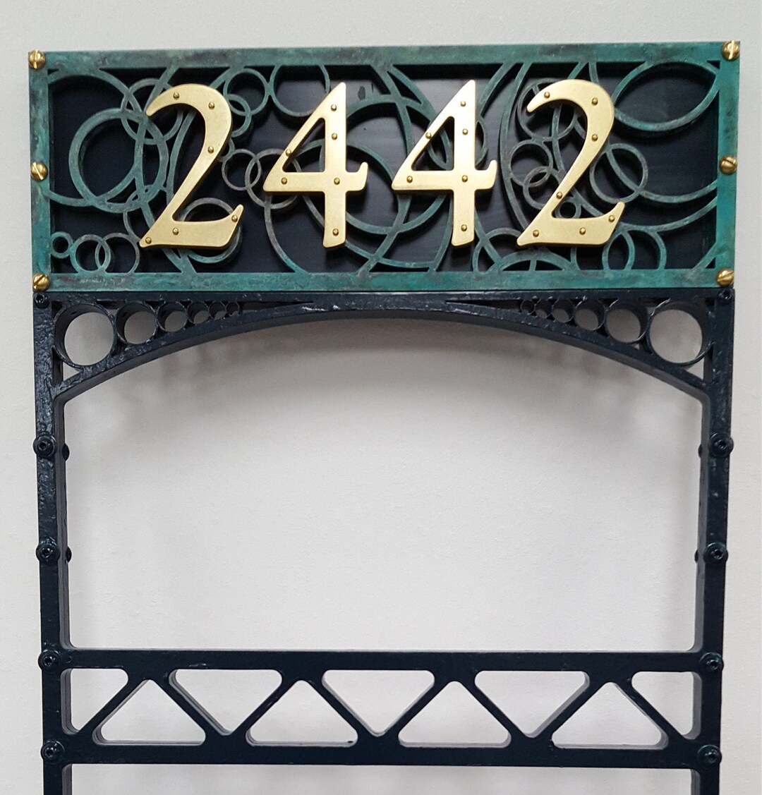 Brass Art Deco Address Sign, 100% Custom Made, for House, Garden, or ...