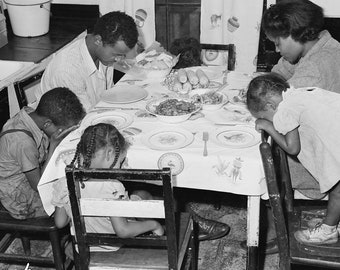 Family Saying Grace Photo Reprint | Vintage Black Americana | 1940s Black Family West Virginia