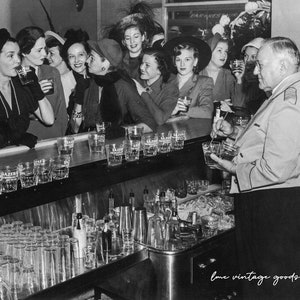Women at the Bar Vintage Photo Print | 1940s Fashion, Sazerac Bar New Orleans