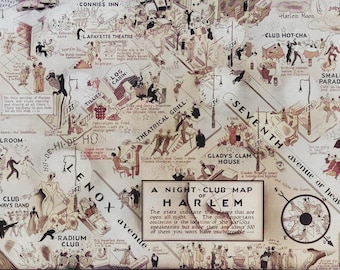 Mapa de clubes nocturnos de Harlem / Arte afroamericano vintage / Láminas de arte afroamericano / Manhattan de Nueva York