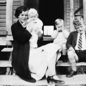 Mother with Children Vintage Photo Print | Family Portrait | Antique Photo Fine Art Photography
