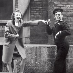 Navy Sailor and Girlfriend Strike a Pose Photo Print | WW II 1940s