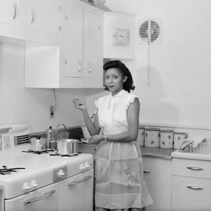 Woman in the Kitchen Photo Print | Black Americana | 1940s Housewife Kitchen Homemaker
