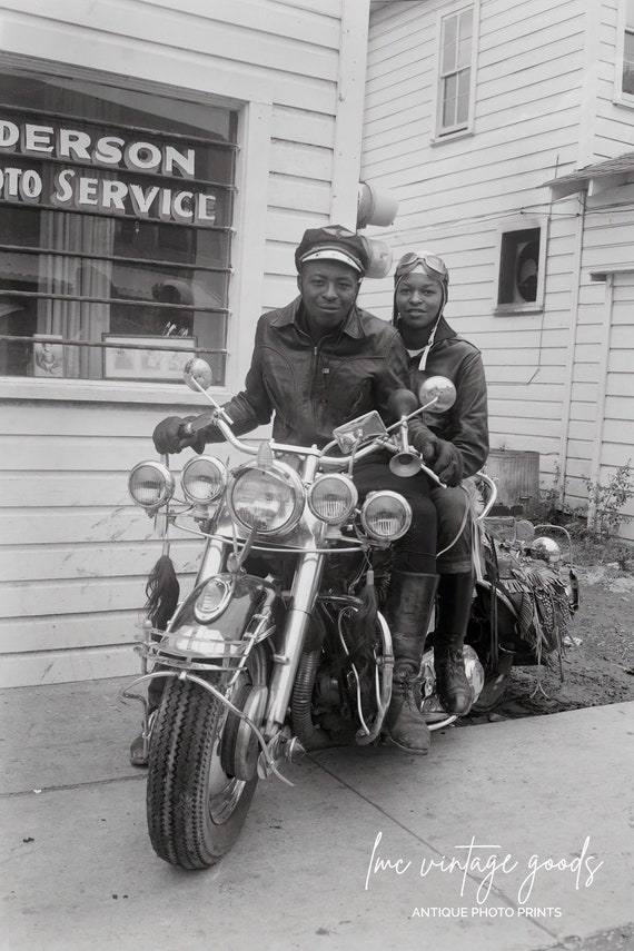 Couple on a Motorcycle Photo Print | Black Americana | Harley