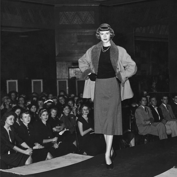 1940s Women's Fashion Show Vintage Photo Print  | Black and White Photography | Fashion Model Actress