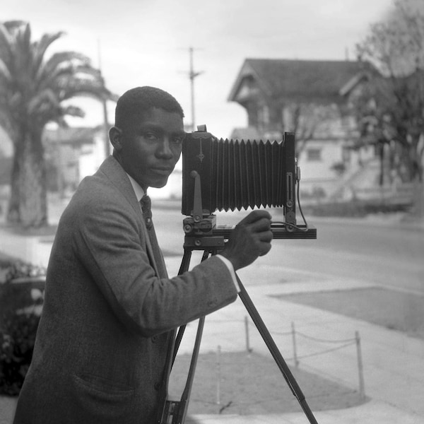 1920s African American Man with Camera Photo Reprint | Black Americana Photo  | Self Portrait