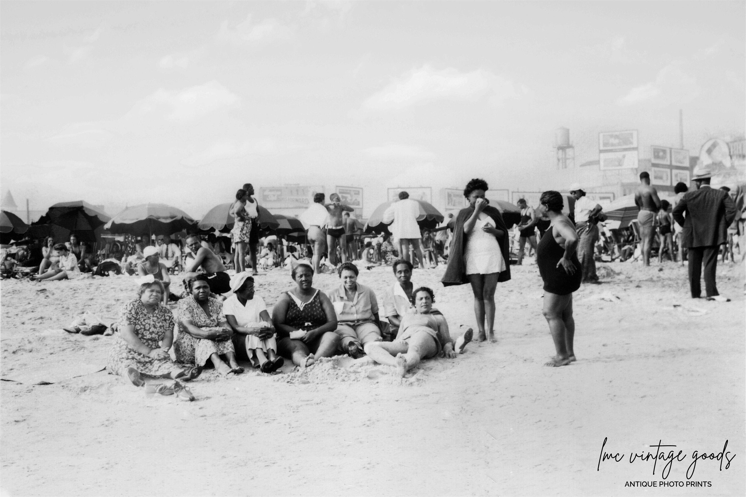 African American Family on the Beach Photo Print | Black Americana | 1940s Atlantic City New Jersey