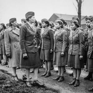 Officers Inspecting the 6888th Central Postal Directory Battalion Photo Print  | Black Americana  | Women&#39;s Army Corps Soldiers