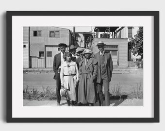 african american family in formal dress outside church 1920s 1920s African American Group Dressed for Church Photo Print | Vintage Black Americana Photo Reproduction | Church Religious