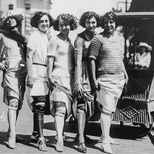 1928 Vintage Young Flappers Showing Garters Photo Reprint | Roaring 20s Flapper Prohibition | Fine Art Photography
