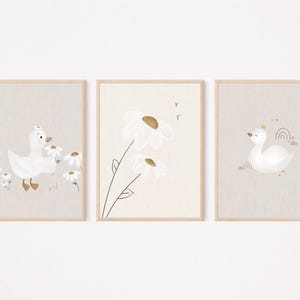 Poster Gans Gänseblümchen Schwan A4 Poster Wandbild Geschenk Kinderzimmer Baby Kinderbild babyposter kinderzimmerposter