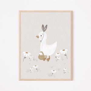 Kinderposter Gans mit Hasenohren A4 | Geschenk Kinderzimmer poster Ostern Kinderbild Poster babyposter kinderzimmerposter Osterbild