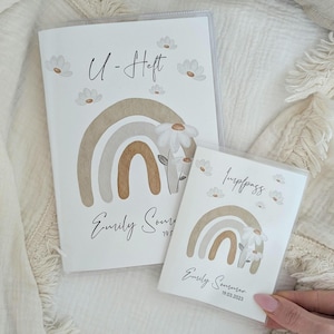 U-Heft und Impfpasshülle REGENBOGEN personalisiert | Schutzhülle, Geschenk zur Geburt, Mädchen und Junge, Geschenkidee Babyparty, Babygesche