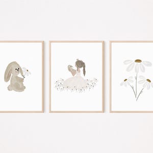 Poster A4 Prinzessin Hase Daisy Poster Blumenwiese Frühling Mädchen Geschenk Kinderzimmer poster Baby Kinderbild Kinderposter