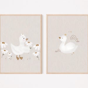 Kinderposter A4 im Set Kleiner Schwan, Gans, Faultier Daisy Geschenk Kinderzimmer poster Baby Kinderbild babyposter kinderzimmerposter