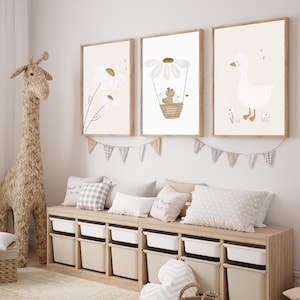 Kinderposter A4 Gans Gänseblümchen Bär Poster Wandbild Geschenk Kinderzimmer Baby Kinderbild babyposter kinderzimmerposter