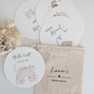 Meilensteinkarten Baby Geschenk, RAINBOW Girl, Mein erstes Jahr personalisiert Babymeilensteinkarten, Mädchen Babyparty, Babygeschenk mit Na