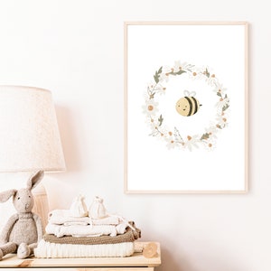 Kinderposter A4 Gänseblümchen Biene Poster Frühling Geschenk Kinderzimmer poster Baby Kinderbild Daisy Poster babyposter kinderzimmerposter