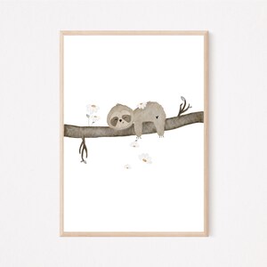 Kinderposter A4 im Set Kleines Faultier, Gans, Schwan Daisy Geschenk Kinderzimmer poster Baby Kinderbild babyposter kinderzimmerposter